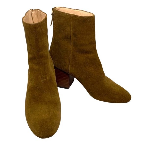 J Crew Sade‎ AB079 Dark Pecan Suede Rear Zip Chunky Heel Booties - Picture 10 of 11